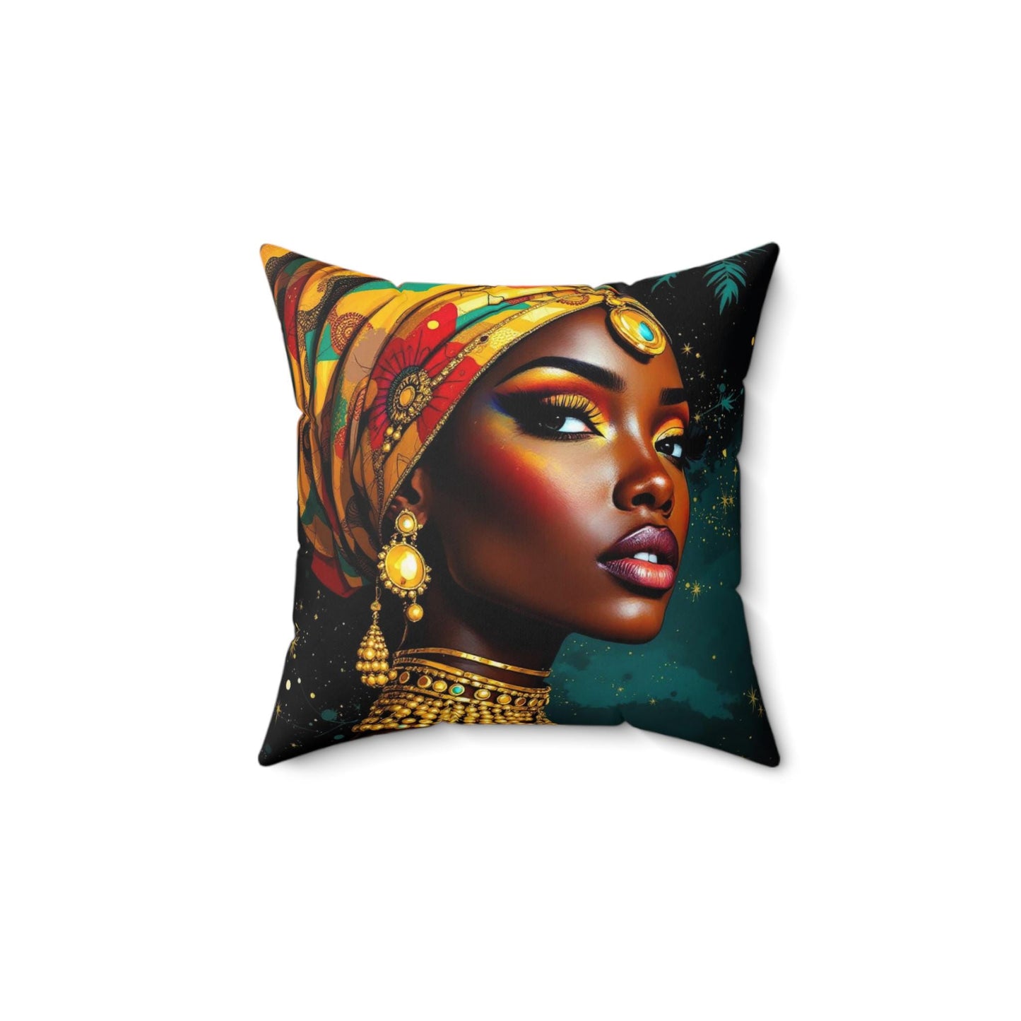 Elegant African Woman Throw Pillow, Home Decor, Bohemian Accent Pillow, Afrocentric Gift, Living Room Accessories
