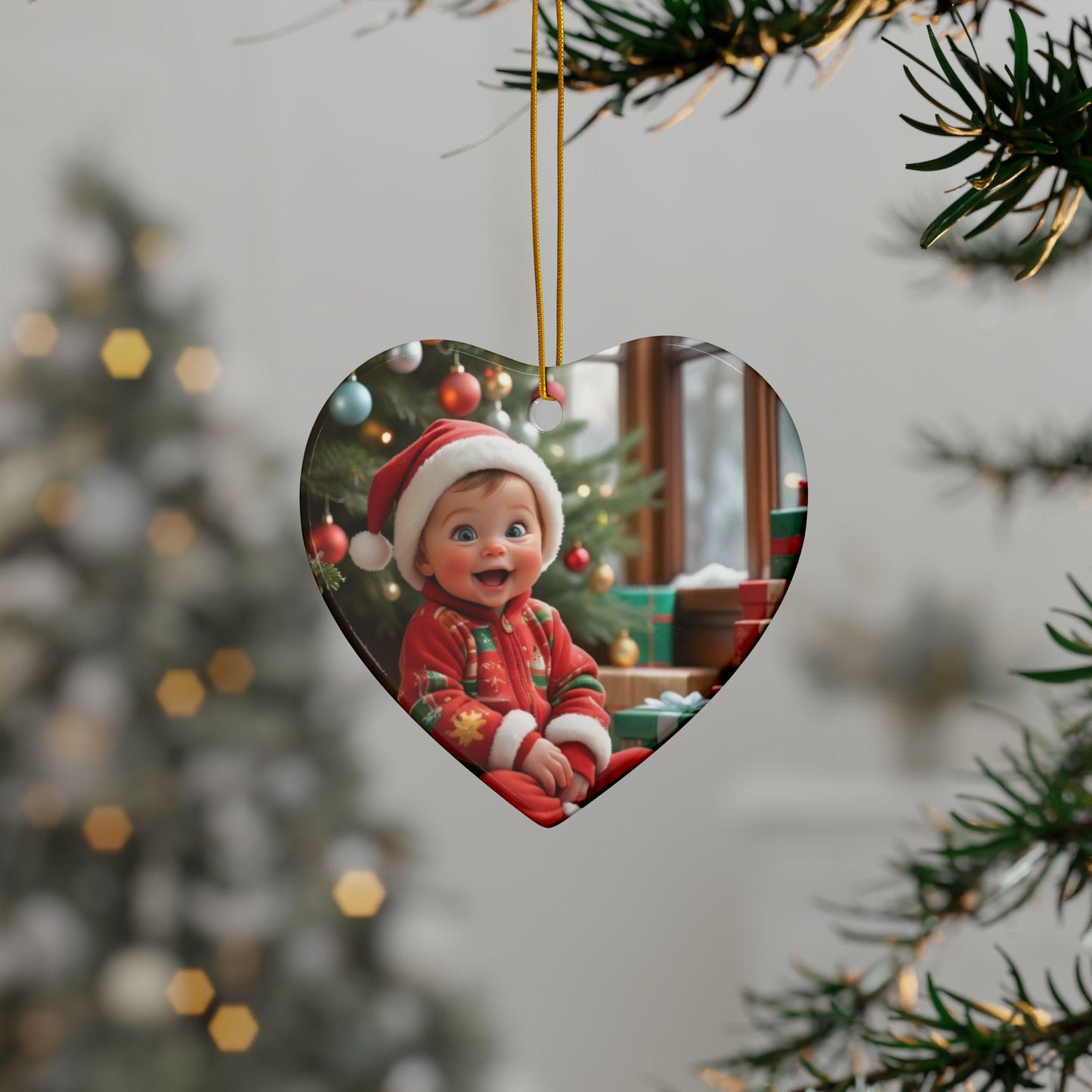 Festive Ceramic Ornaments, Holiday Decor for Christmas, 2-Sided Prints, Perfect Gift for Family, Tree Decorations, Keepsakes