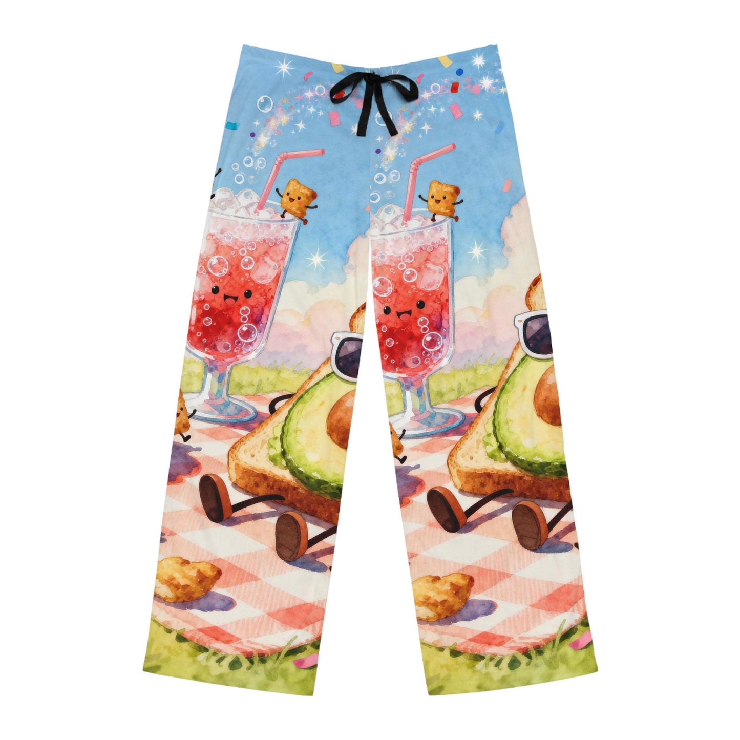 Fun Avocado and Smoothie Men's Pajama Pants, Relaxing Sleep Bottoms, Cute Loungewear, Gift for Food Lovers, Summer Sleepwear