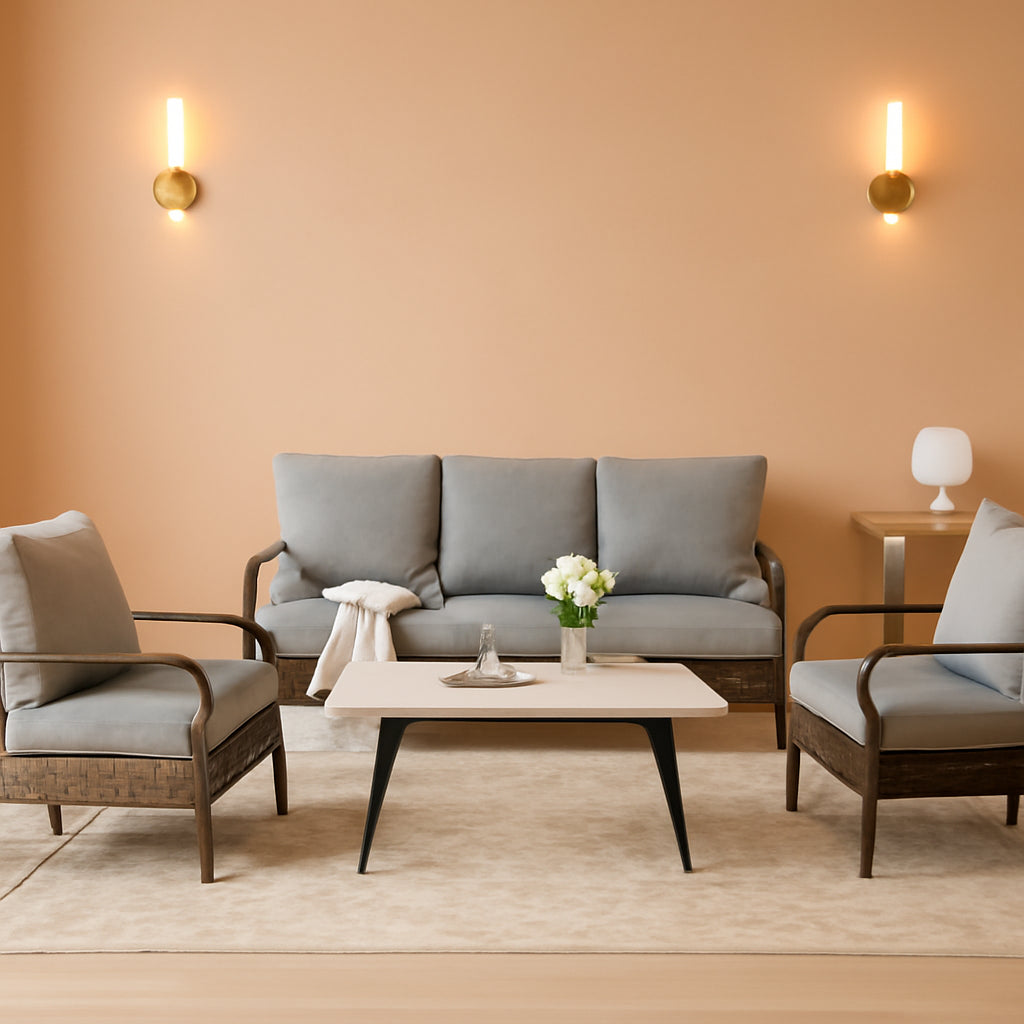 Grey 4 Piece Patio Furniture Set With Cushioned Chairs-0