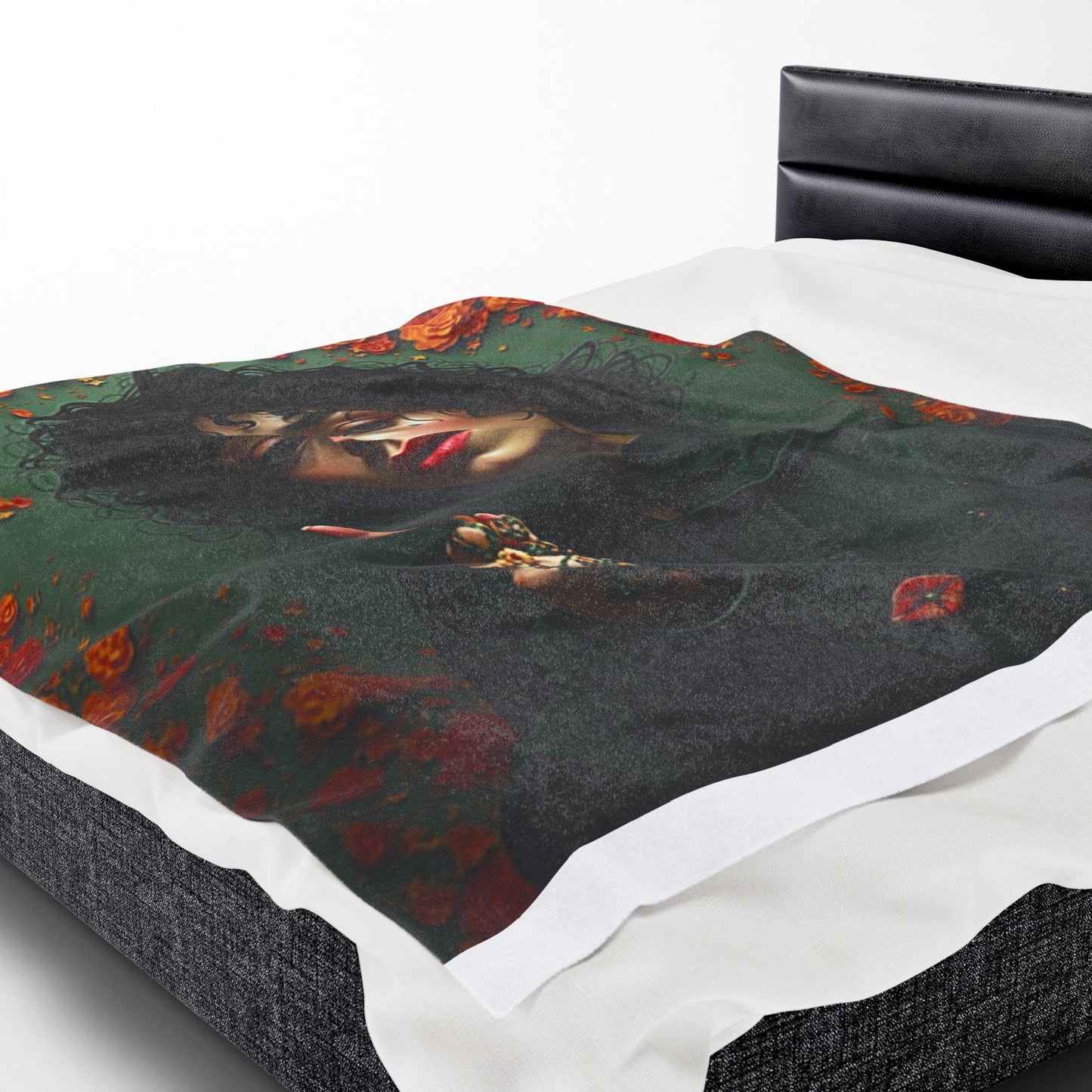 Velveteen Plush Blanket - Cozy Home Decor, Gift for Her, Floral Aesthetic, Soft Throw Blanket, Boho Style Blanket