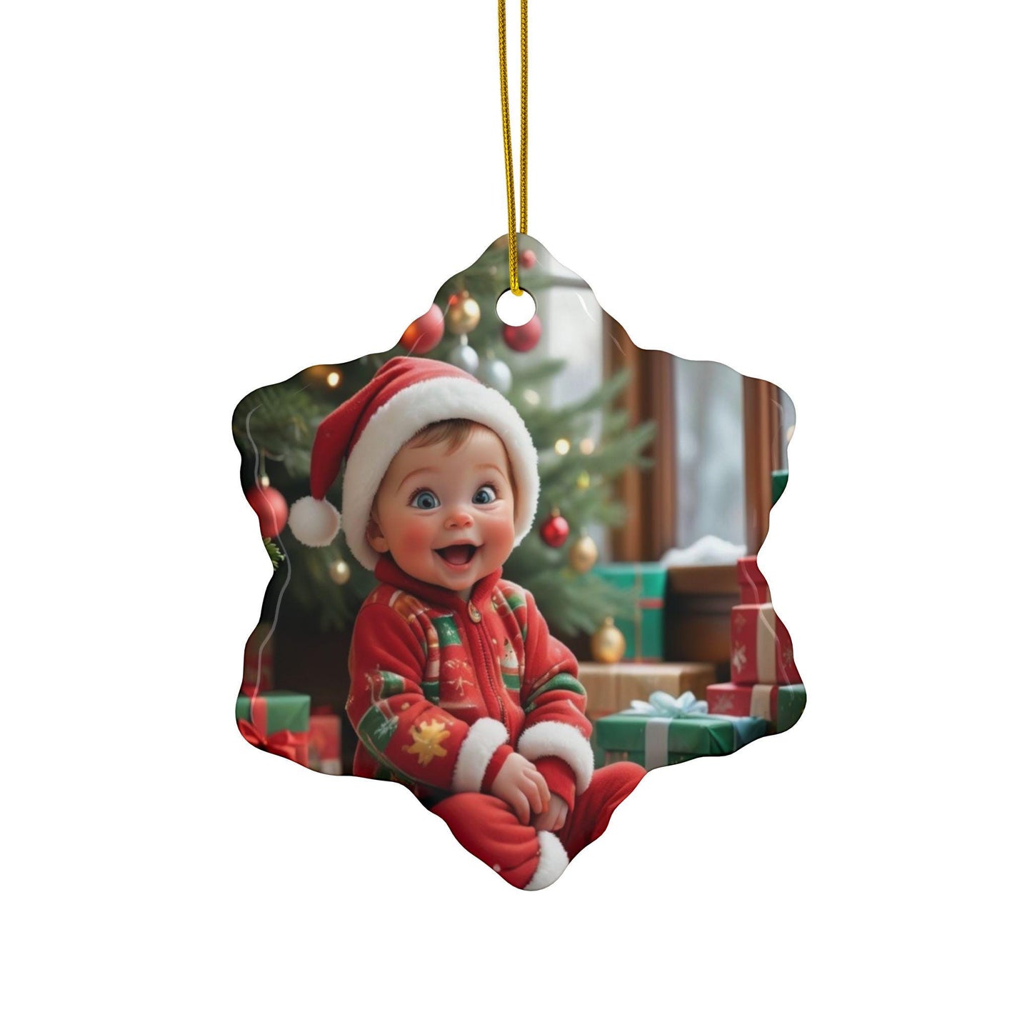 Festive Ceramic Ornaments, Holiday Decor for Christmas, 2-Sided Prints, Perfect Gift for Family, Tree Decorations, Keepsakes