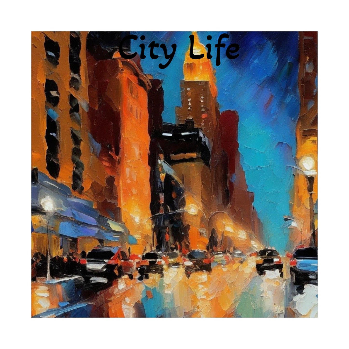 City Life Satin Wall Art Print, Urban Decor, Modern Home Decor, Gift for Art Lovers, Cityscape Poster, Vibrant Artwork