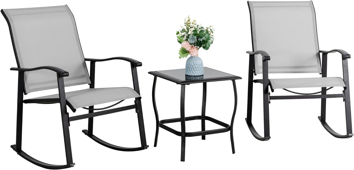 Elegant Three Piece Outdoor Rocking Bistro Furniture Set