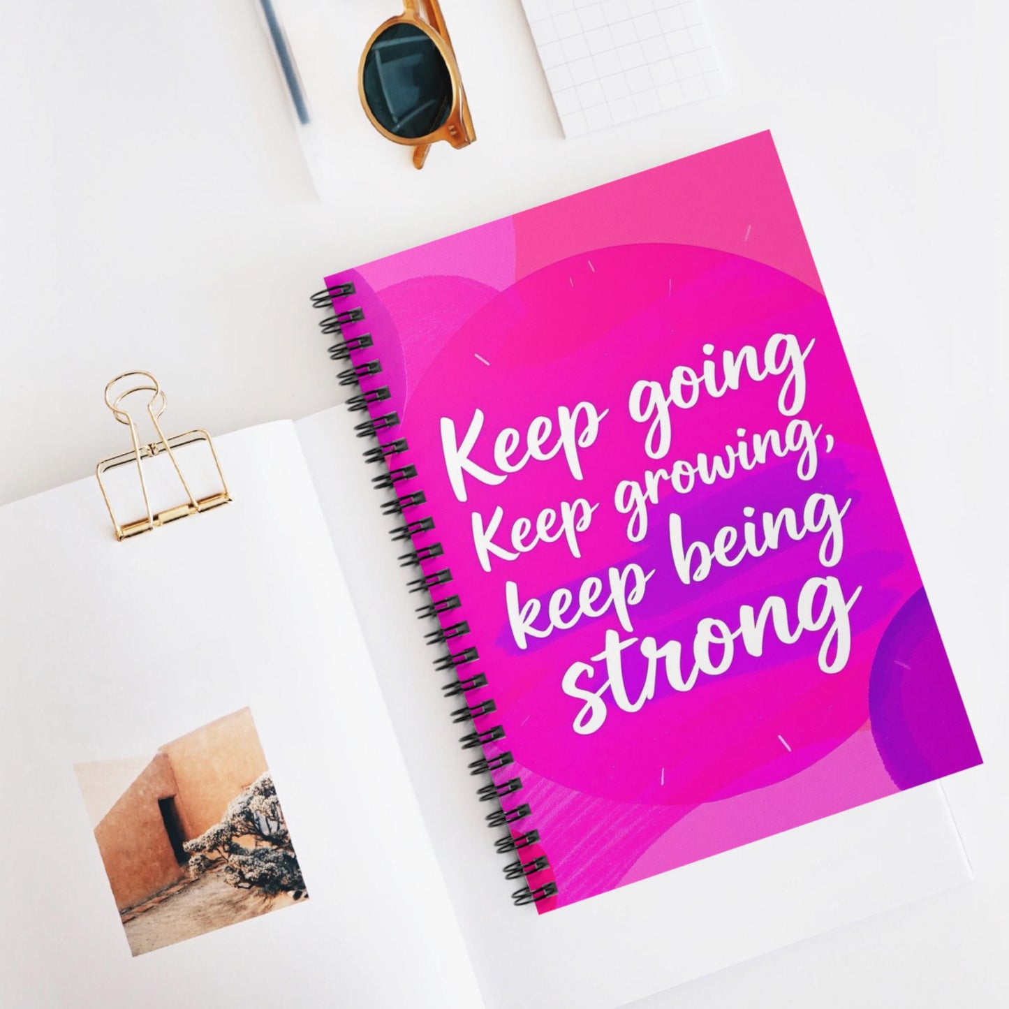 Inspiring Spiral Notebook - Motivational Journal for Daily Reflection, Keep Going Quote, Perfect for Gifts, Office, School, Self-Care