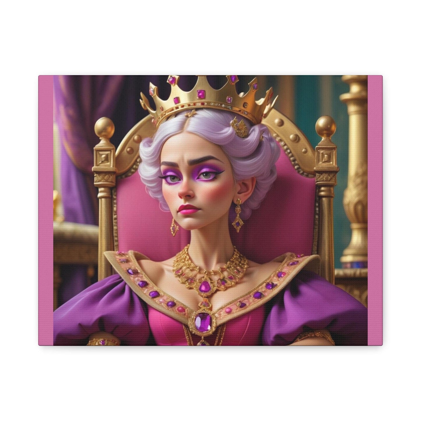 Regal Art Canvas Print, Wall Decor, Queen Portrait, Glamorous Home Accent, Unique Gift for Her, Bohemian Room Decoration