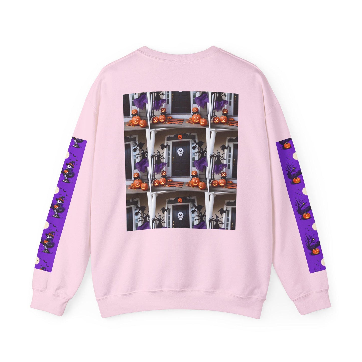 Halloween Crewneck Sweatshirt: Whimsical Pumpkin Skeleton Design