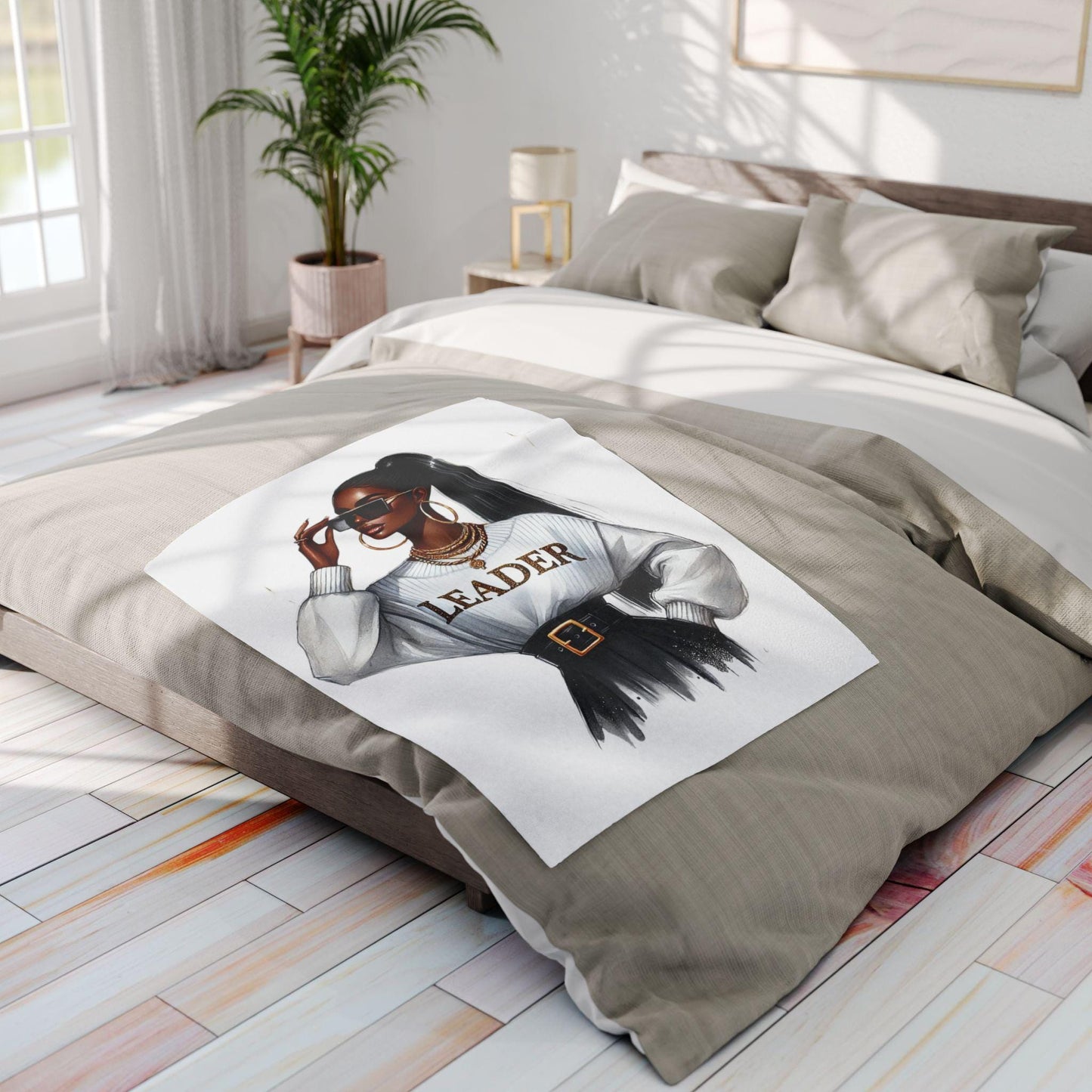 Chic Leader Arctic Fleece Blanket, Cozy Throw for Home Decor, Gift for Her, Inspirational Wall Accent, Fashionable Warm Comfort