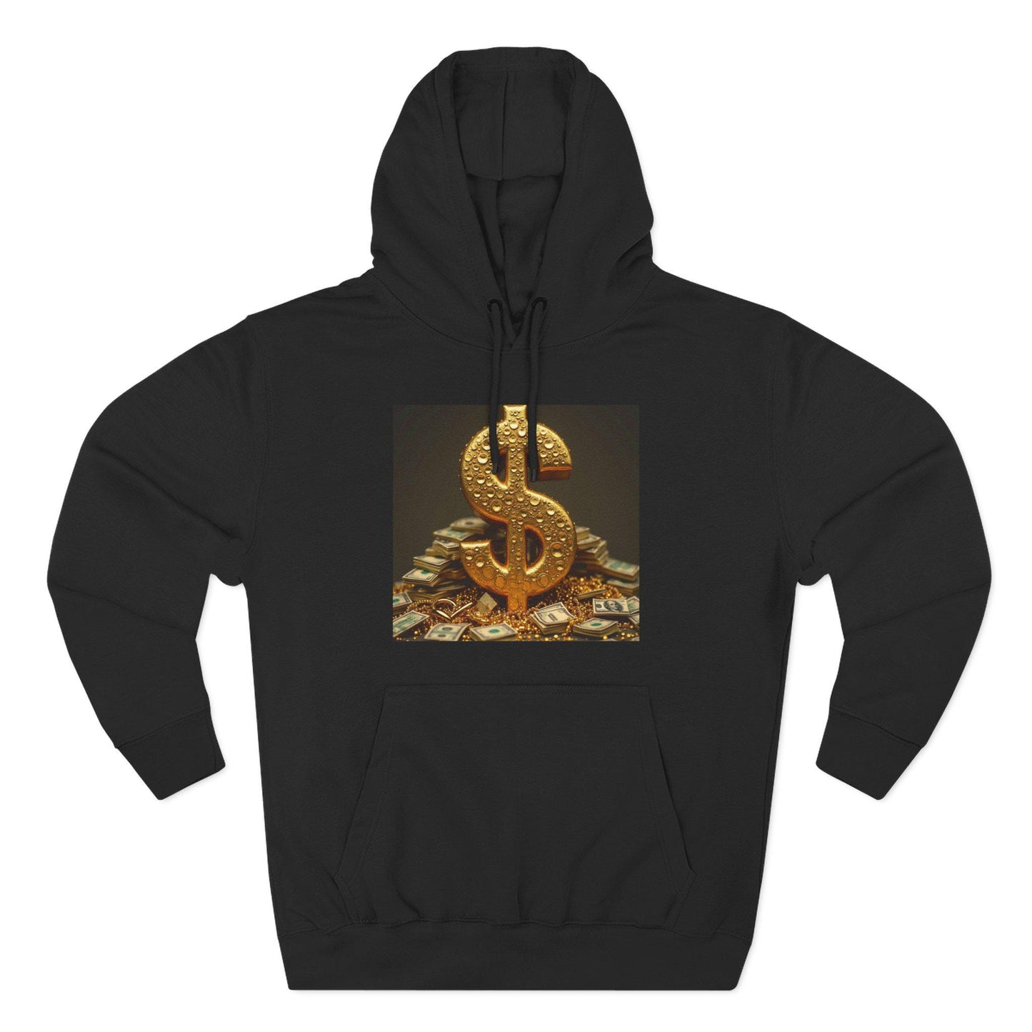 Gold Dollar Sign Hoodie, Cozy Hoodie, Fleece Pullover, Gift for Money Lovers, Stylish Casual Wear, Winter Wardrobe Essential