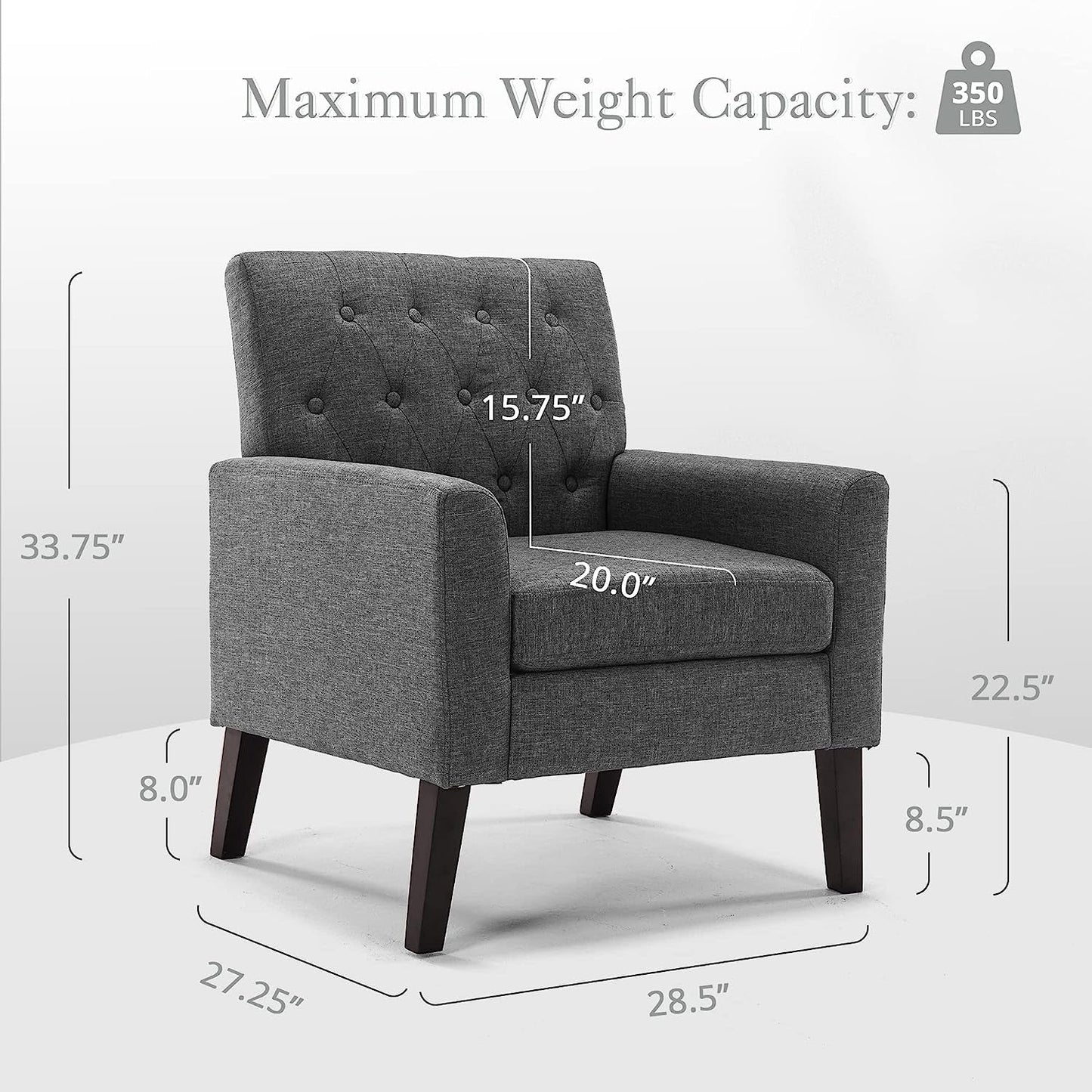 Modern Gray Linen Accent Armchair For Living Room Furniture-2