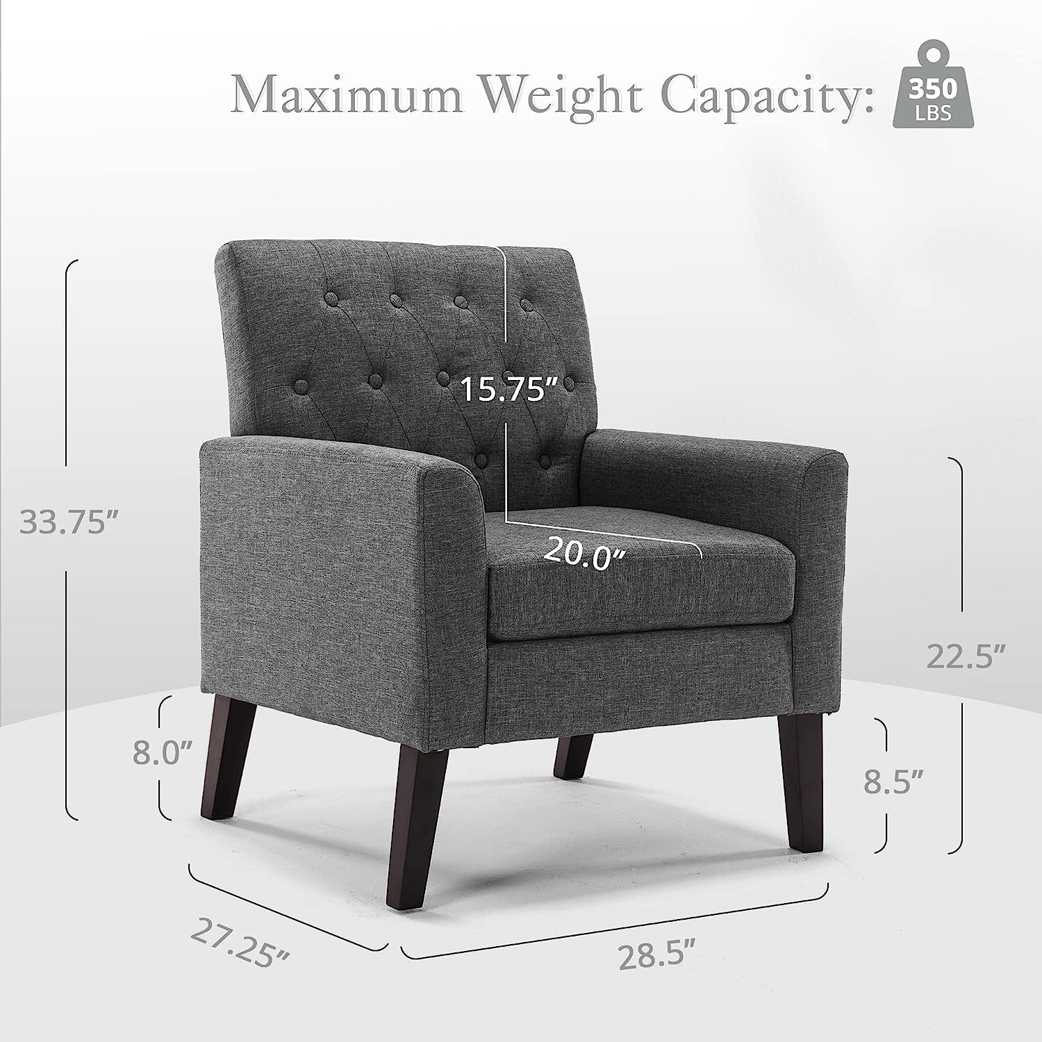 Modern Gray Linen Accent Armchair For Living Room Furniture-2