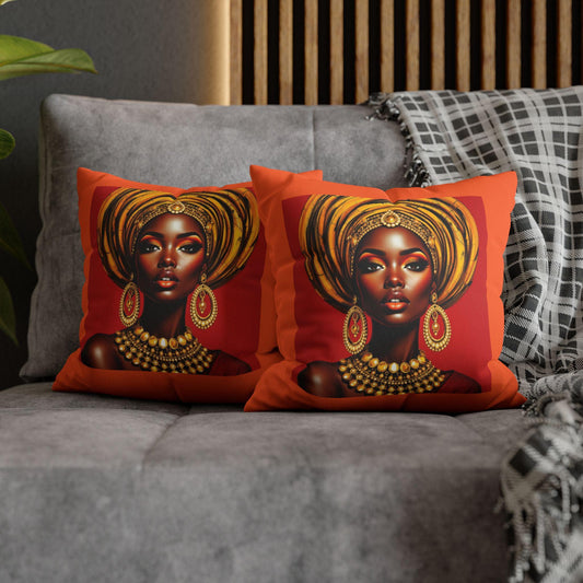 Vibrant African Art Pillowcase, Decorative Cushion Cover, Boho Home Decor, Black Girl Art Pillow, Unique Gift for Her