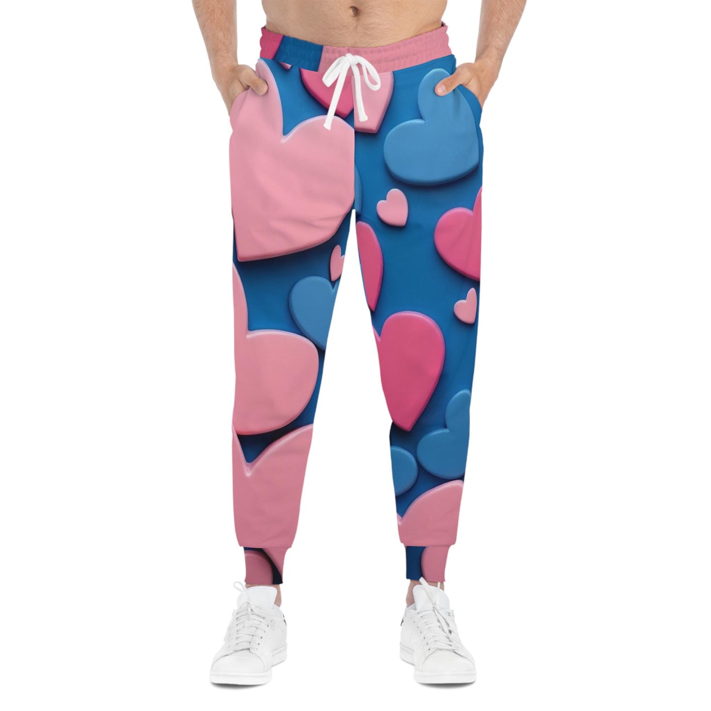 Heart-Patterned Athletic Joggers, Cozy Lounge Pants, Valentine's Day Gift, Trendy Fashion, Casual Wear, Heart Print Joggers