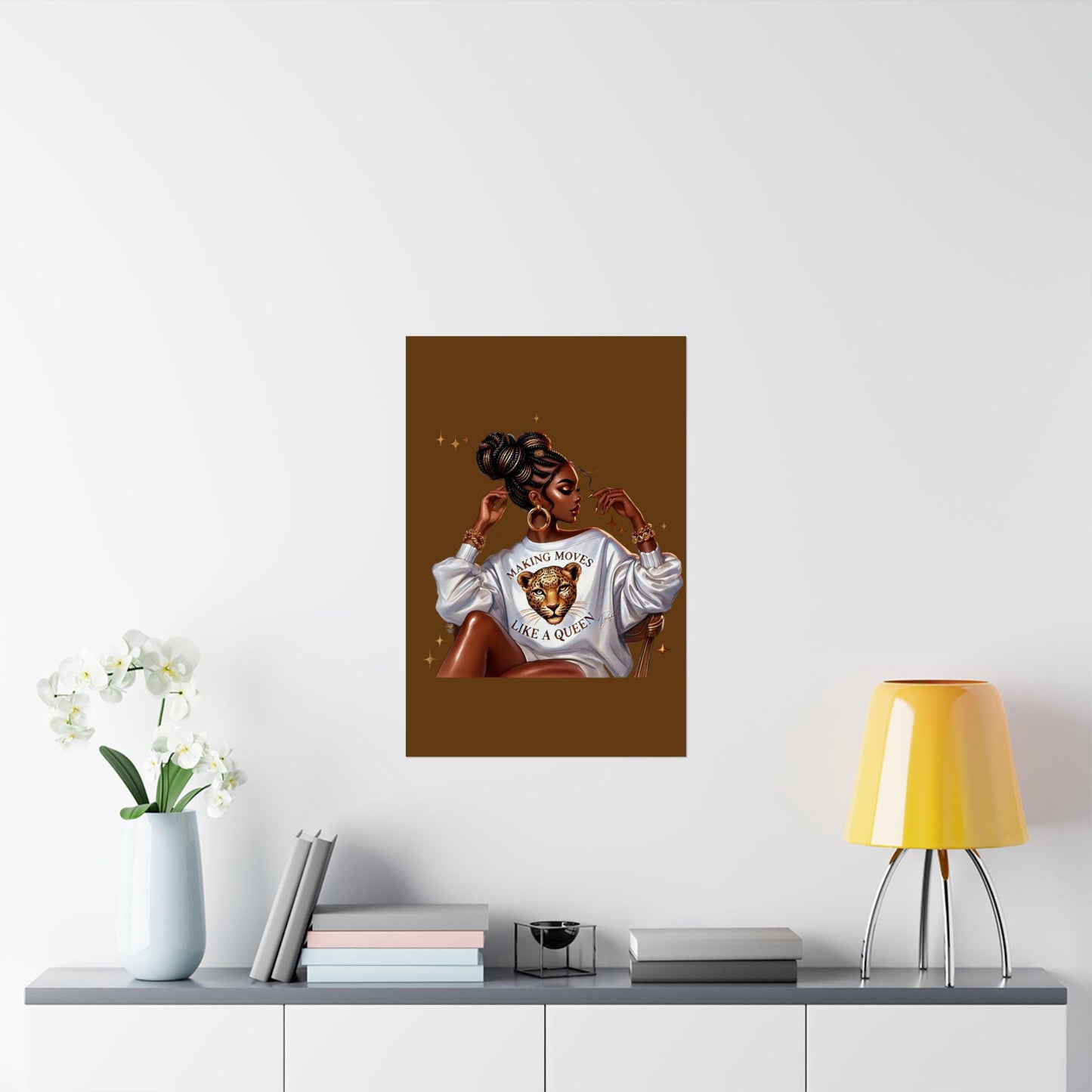 Queen Lioness Satin Poster - Empowering Wall Art, Motivational Decor, Gift for Her, Inspiring Home Decor, Women Empowerment