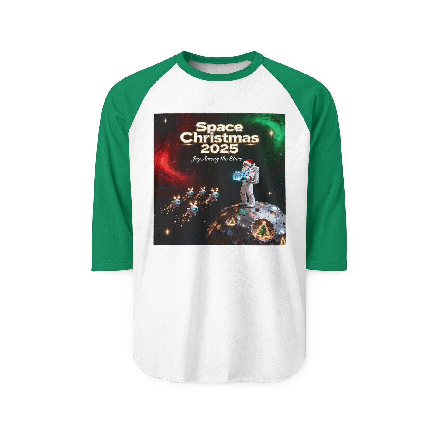 Space Christmas Raglan Shirt: Unisex Holiday Tee, Geeky Style
