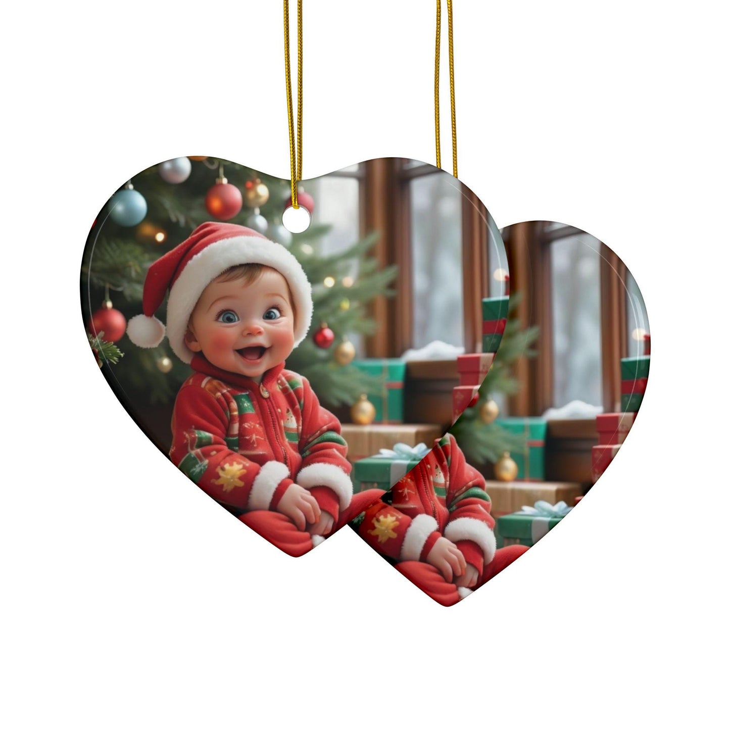 Festive Ceramic Ornaments, Holiday Decor for Christmas, 2-Sided Prints, Perfect Gift for Family, Tree Decorations, Keepsakes