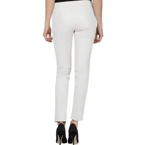 Women’s Elegant White Leather Pants