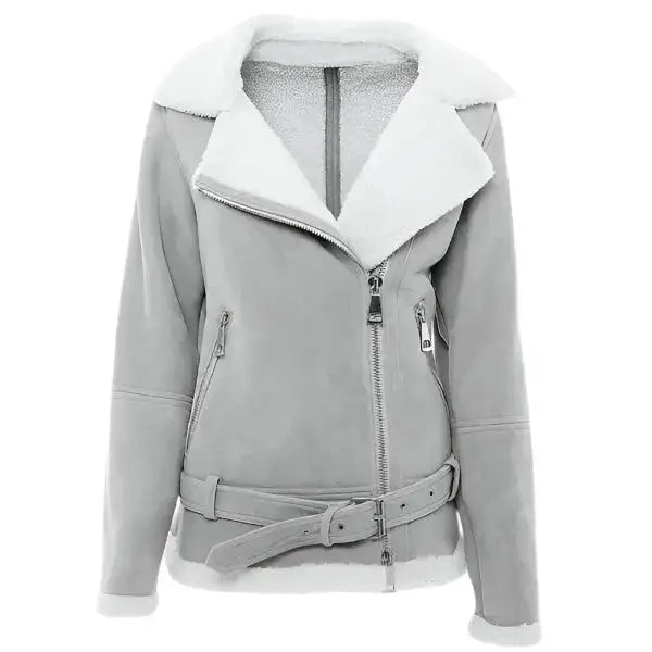 Women’s Grey Suede Shearling Jacket