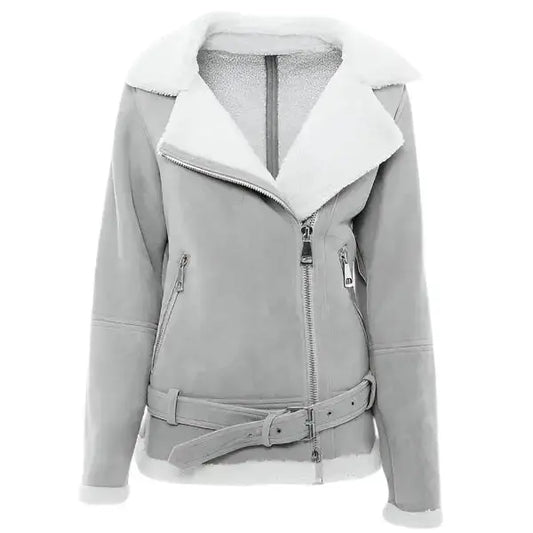 Women’s Grey Suede Shearling Jacket