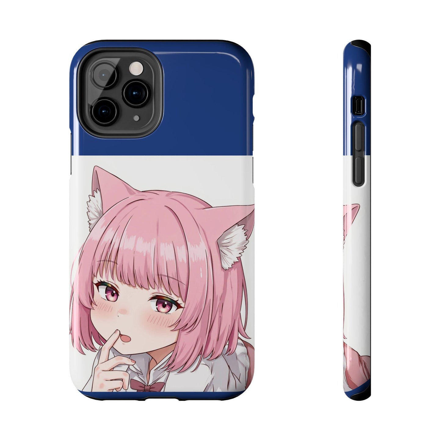 Cute Cat Ear Tough Phone Case - Kawaii Aesthetic Protection, Anime Gift for Teens & Adults, Unique Phone Cover, Perfect for Birthdays