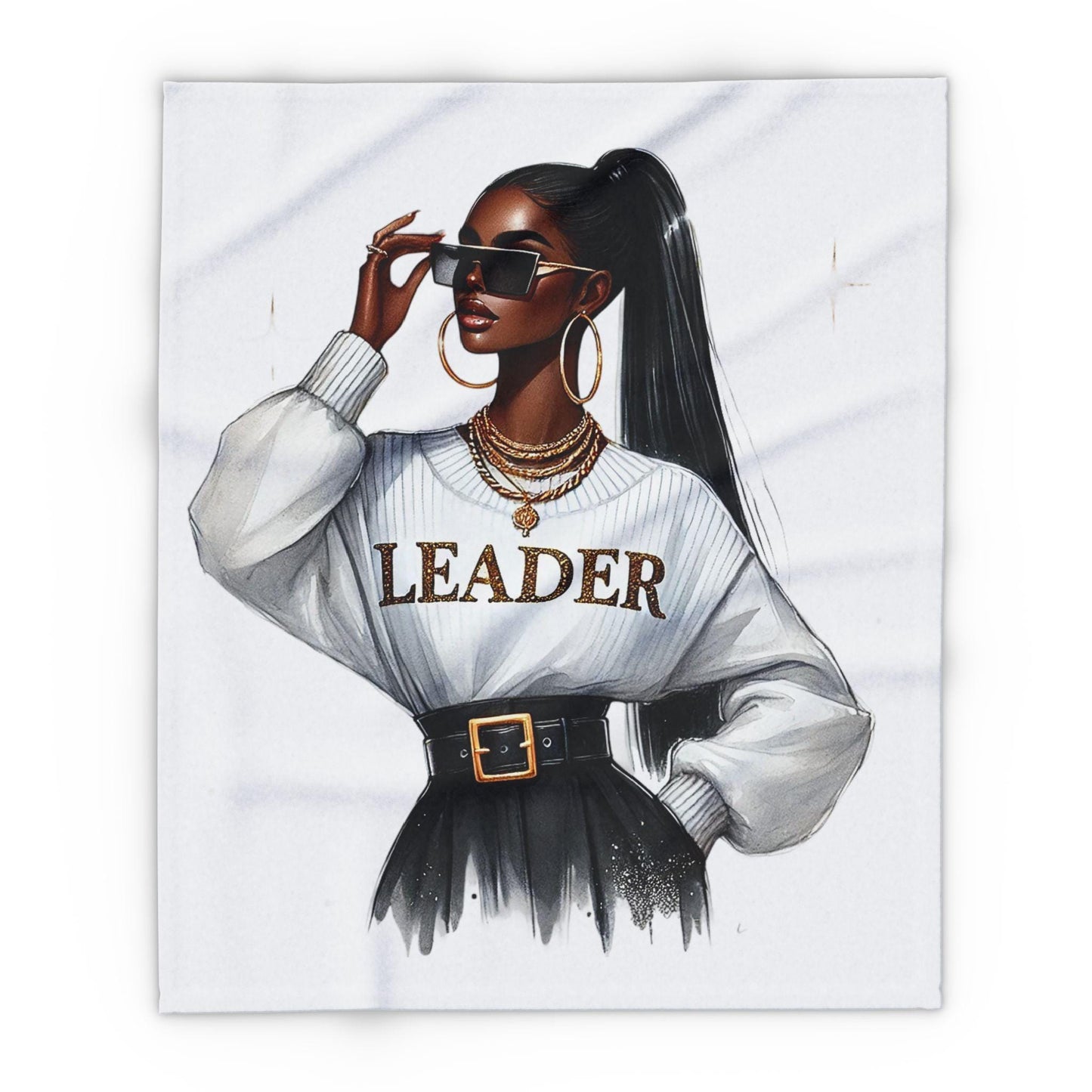 Chic Leader Arctic Fleece Blanket, Cozy Throw for Home Decor, Gift for Her, Inspirational Wall Accent, Fashionable Warm Comfort