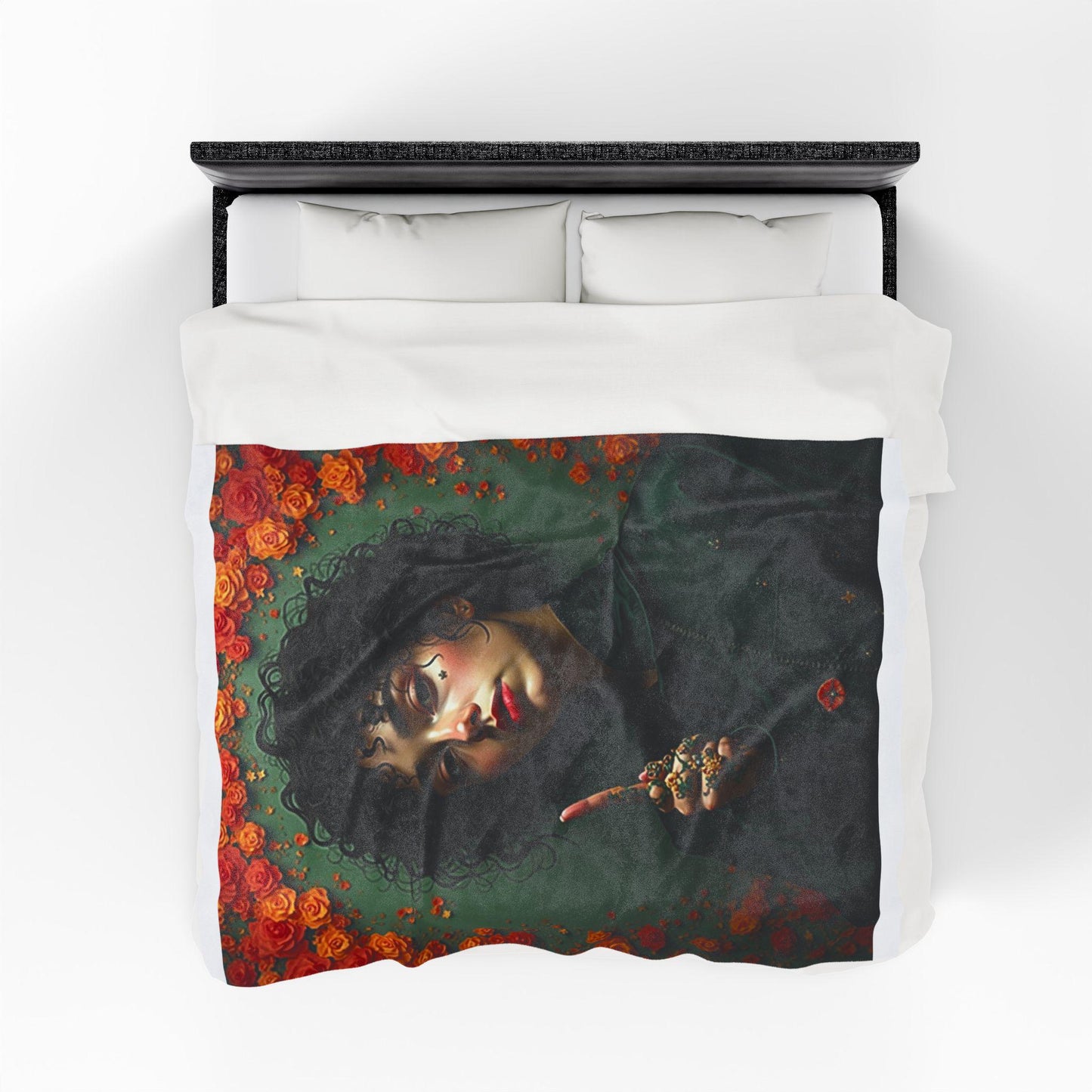 Velveteen Plush Blanket - Cozy Home Decor, Gift for Her, Floral Aesthetic, Soft Throw Blanket, Boho Style Blanket