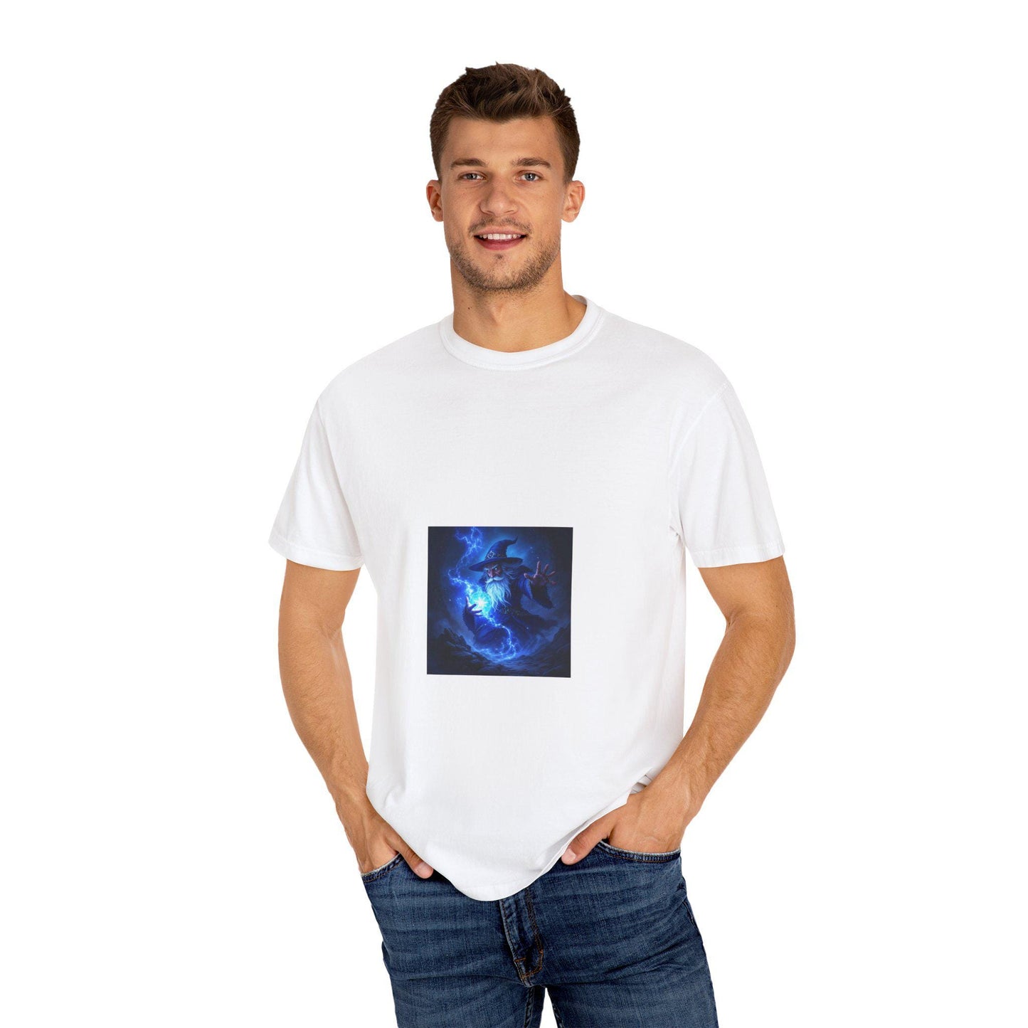 Cosmic Blue Unisex Garment-Dyed T-Shirt | Artistic Graphic Tee, Streetwear, Gift for Men & Women, Casual Wear, Summer Fashion