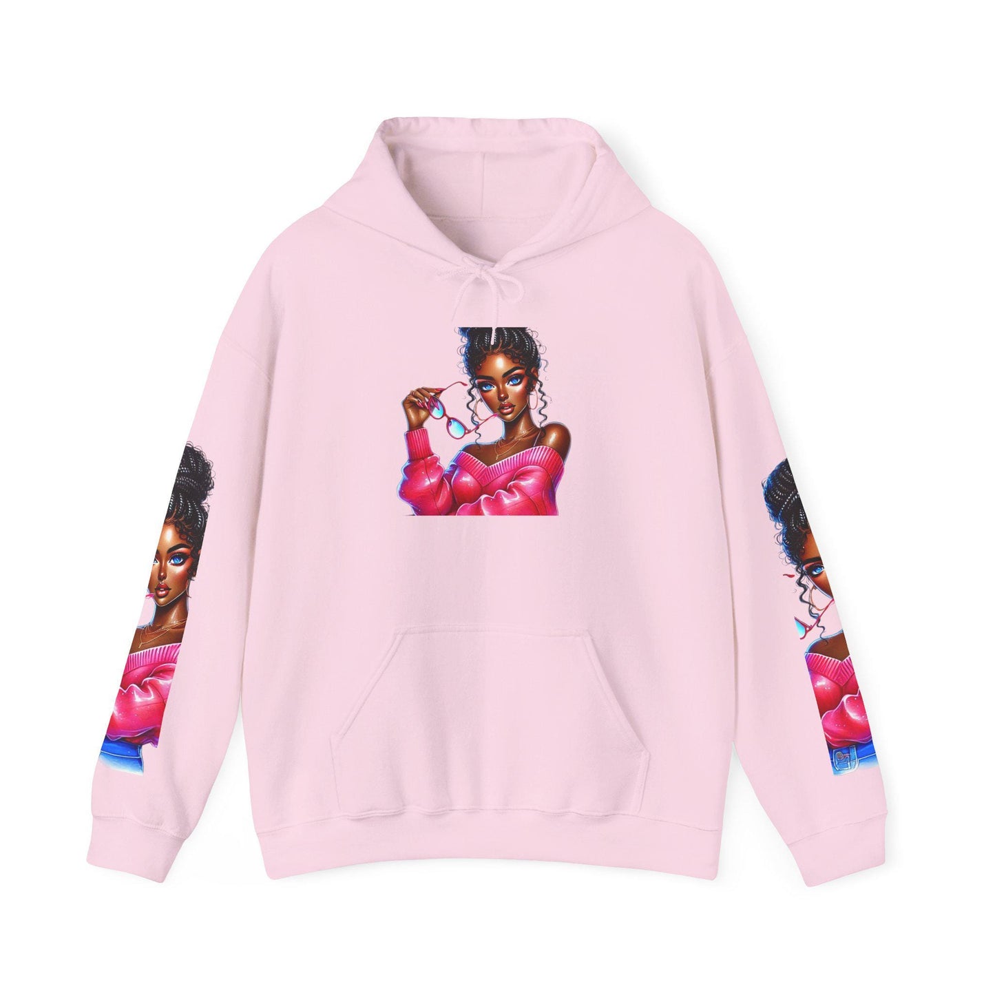 Vibrant Graphic Hoodie: Retro Girl Portrait Sweatshirt