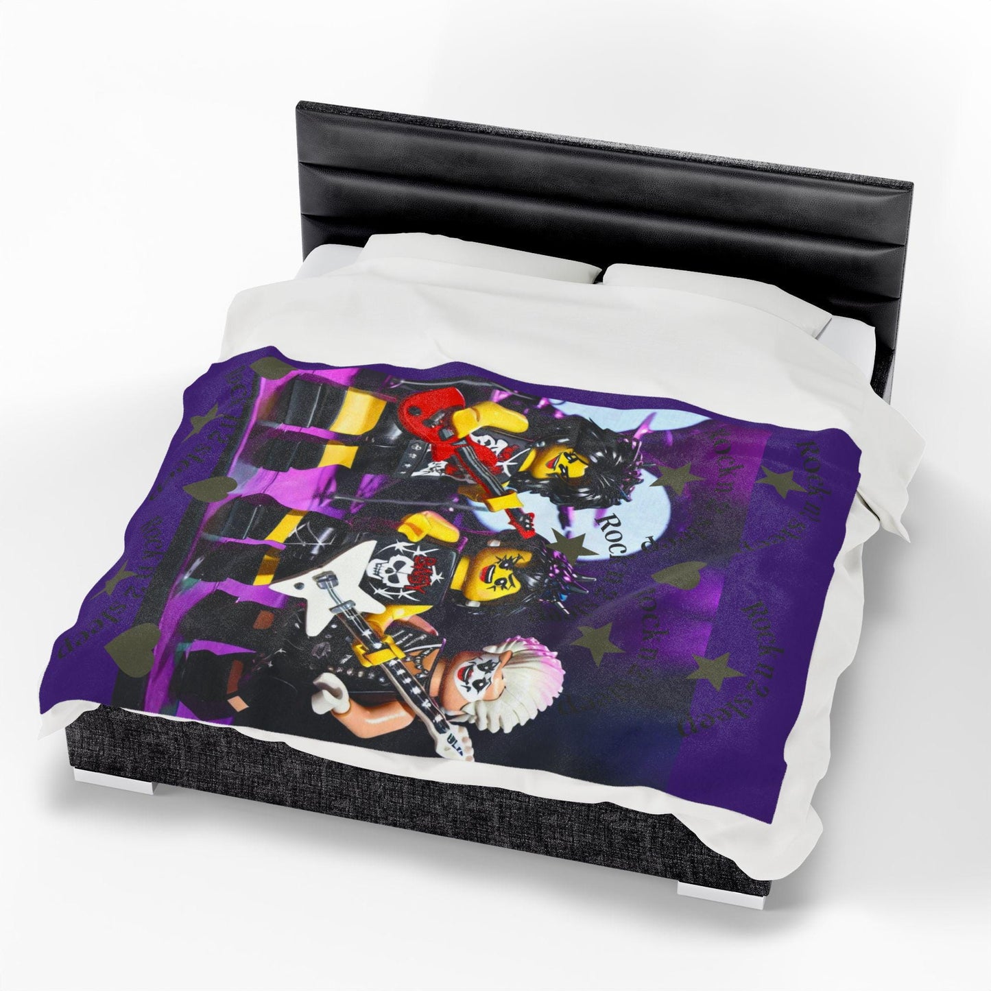 Rock n' Sleep Plush Blanket, Cozy Gift for Music Lovers, Bedroom Decor, Kid's Room, Holiday Gift