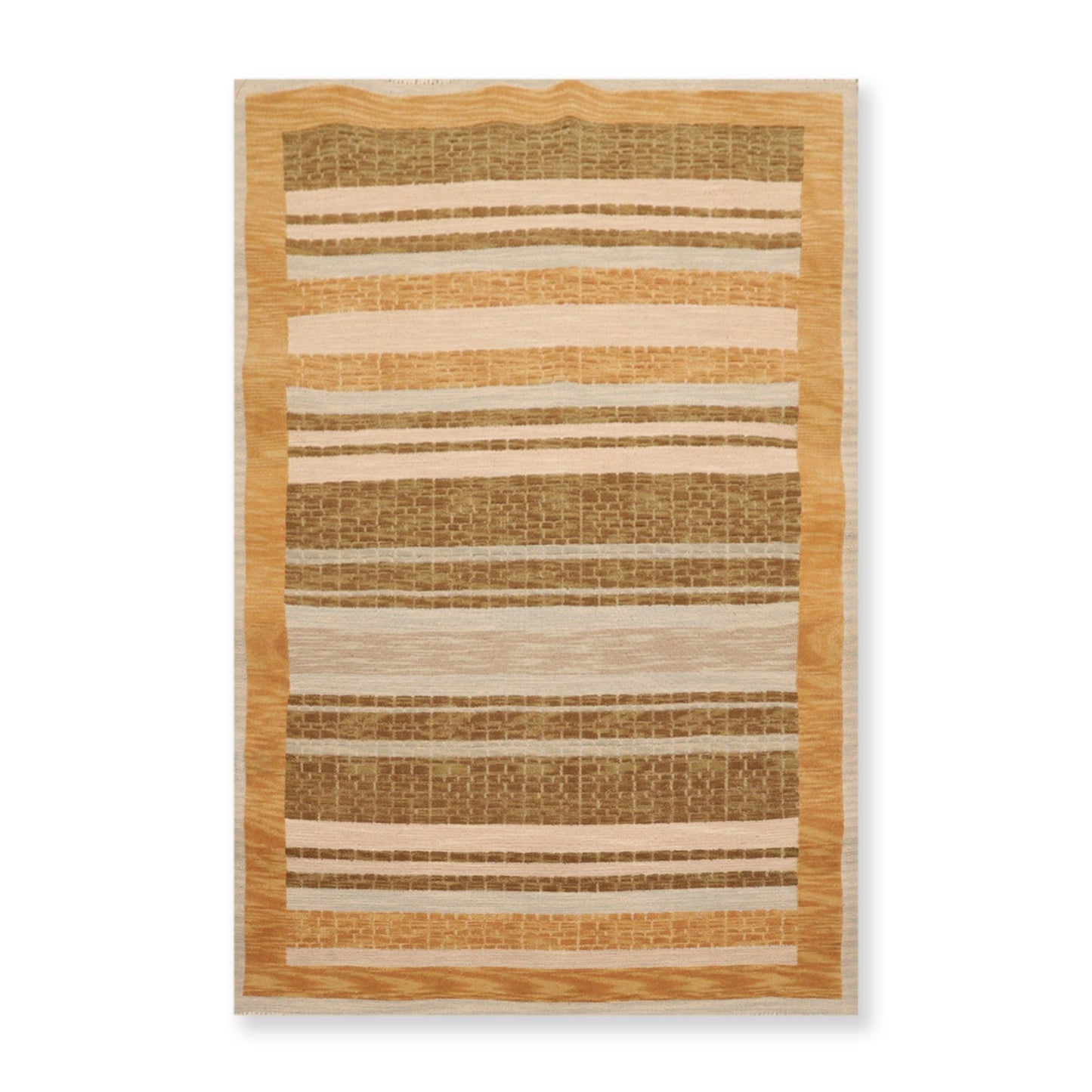 3'10" x 5'10" Hand Knotted Wool High Low Pile Area Rug Beige-2