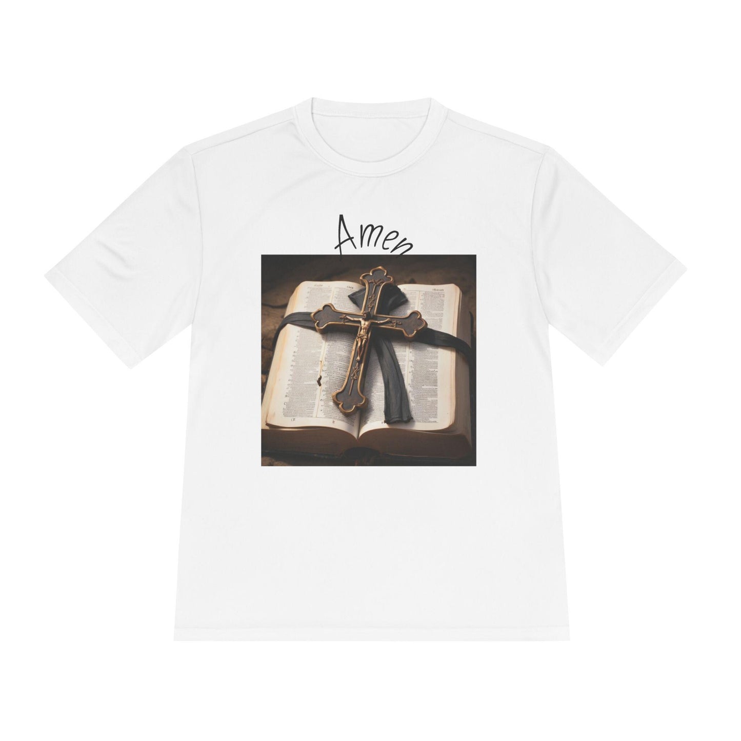Faith-Inspired Unisex Moisture Wicking Tee - Perfect for Church, Spiritual Gatherings, and Gifts - Amen & Angel Design
