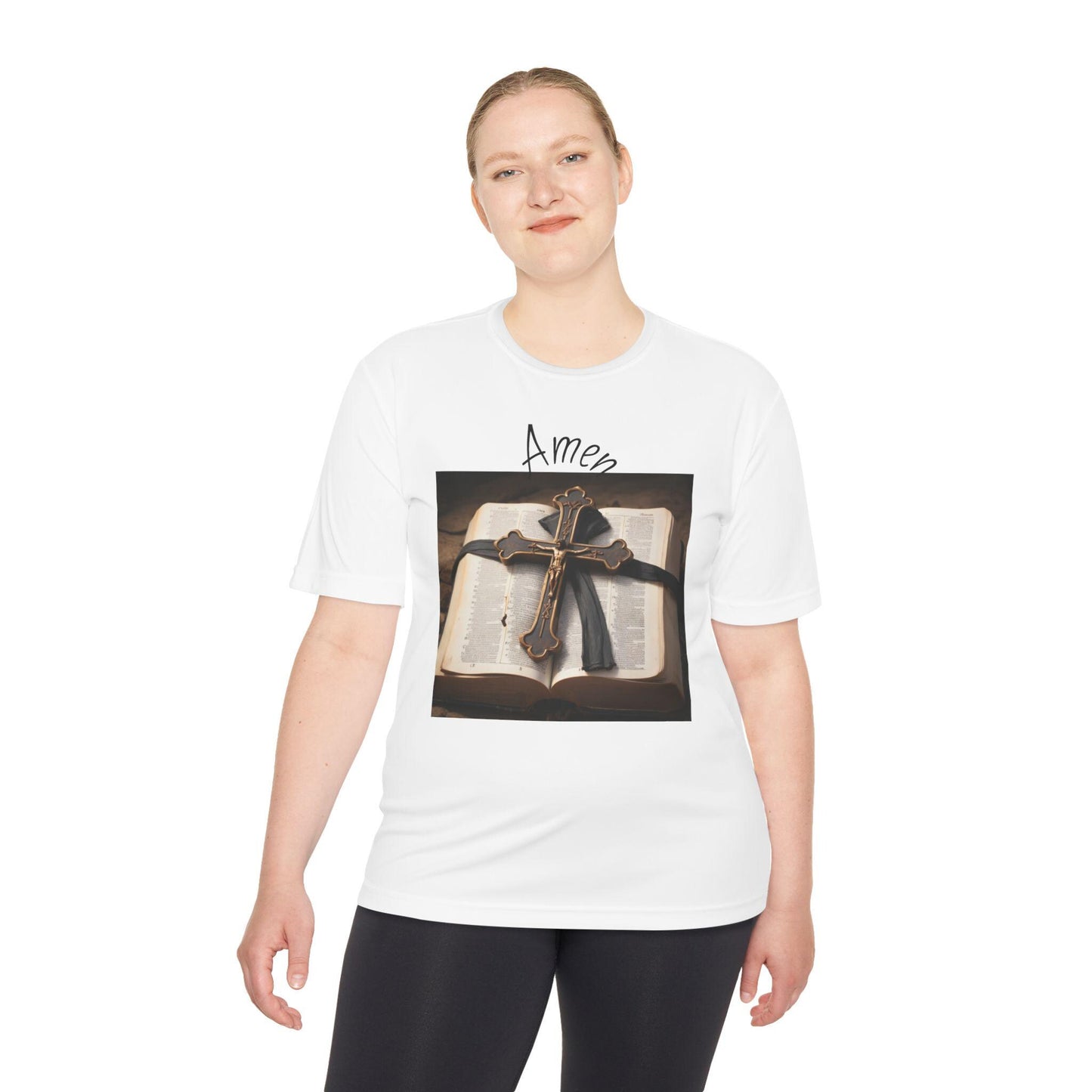 Faith-Inspired Unisex Moisture Wicking Tee - Perfect for Church, Spiritual Gatherings, and Gifts - Amen & Angel Design