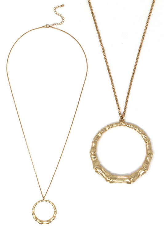 BAMBOO HOOP PENDANT LONG NECKLACE