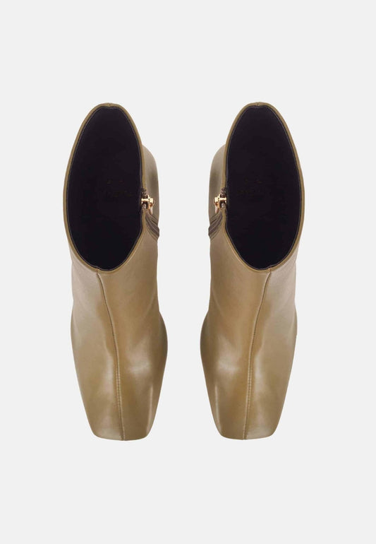 Green Goat Leather Senna Boots – 7.6 cm Block Heel