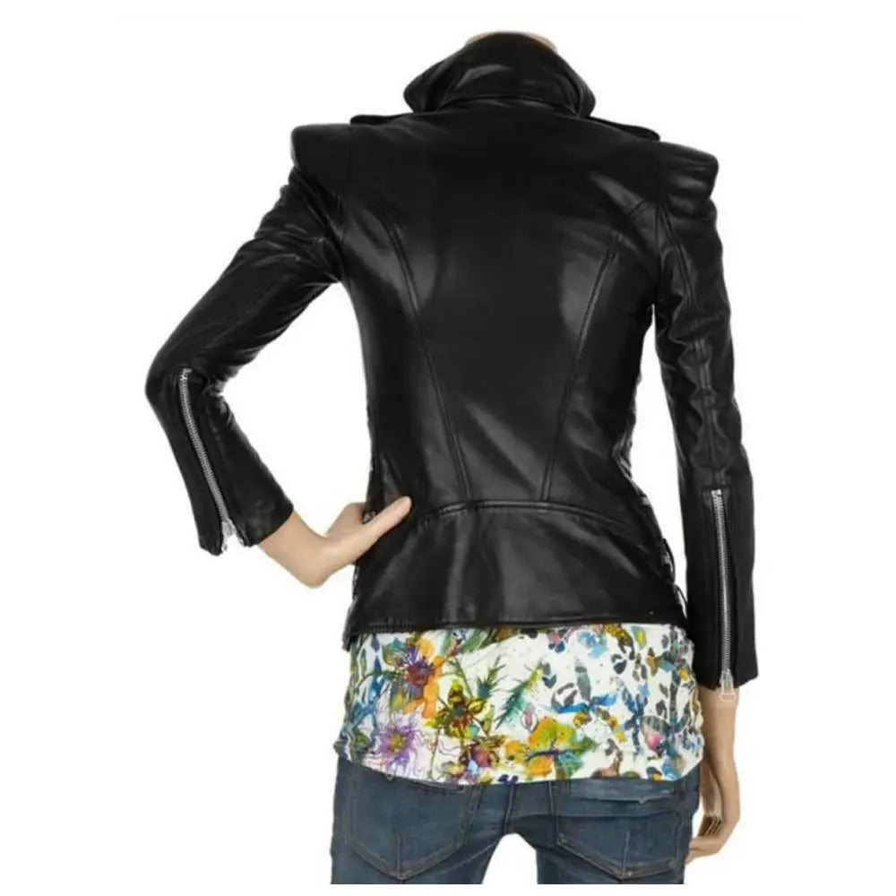 Women’s Military Leather Jacket-1
