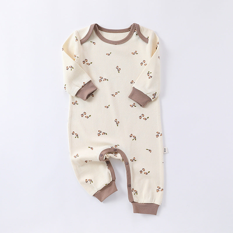 Spring Arrival Hazelnut Print Crew Neck Comfy Rompers