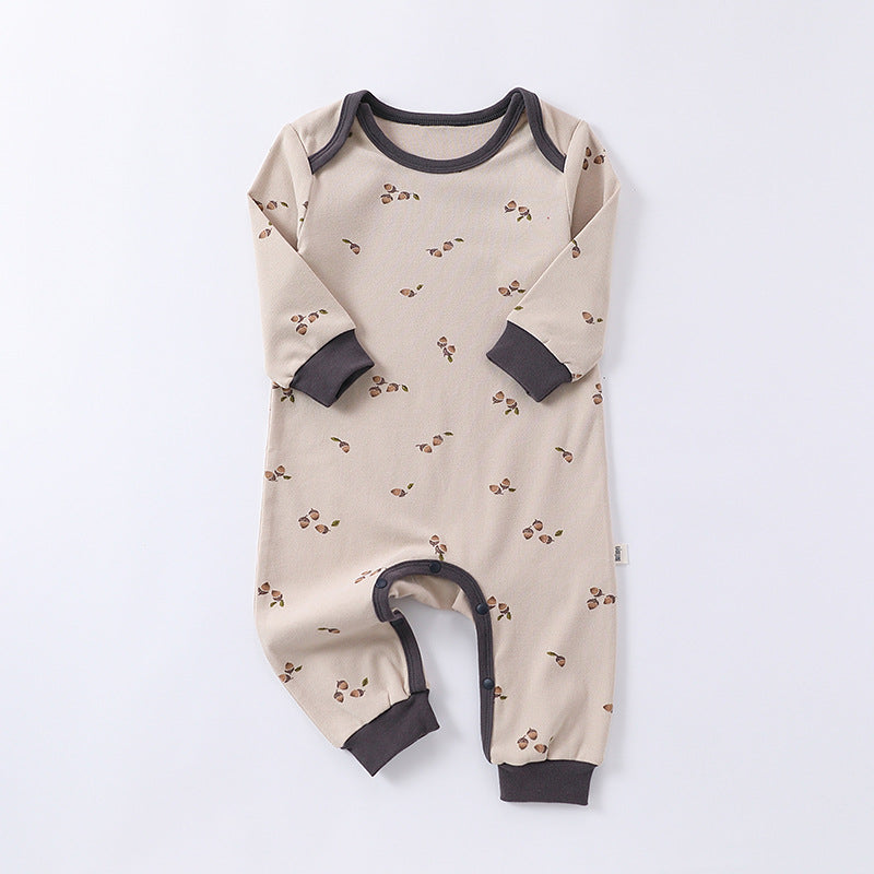 Spring Arrival Hazelnut Print Crew Neck Comfy Rompers