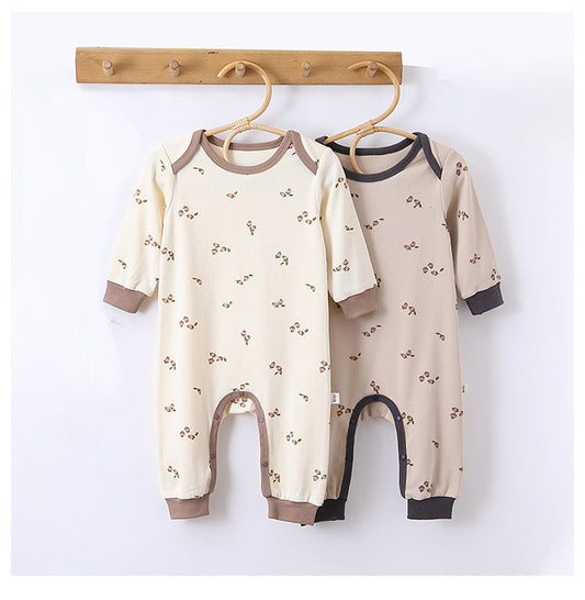 Spring Arrival Hazelnut Print Crew Neck Comfy Rompers