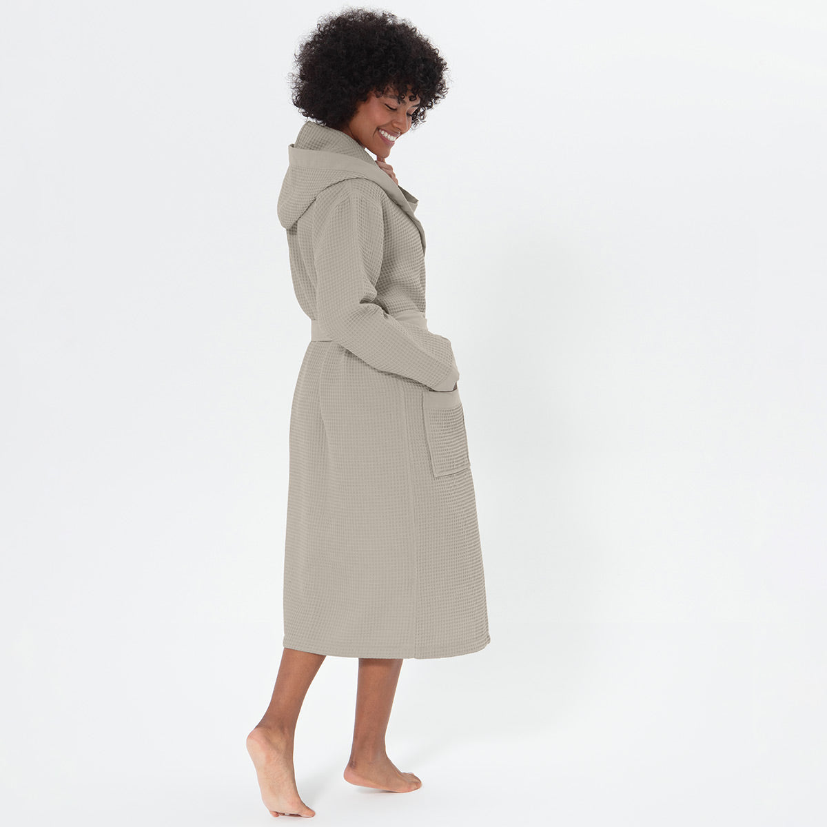 Women’s Turkish Cotton Waffle Hooded Robe