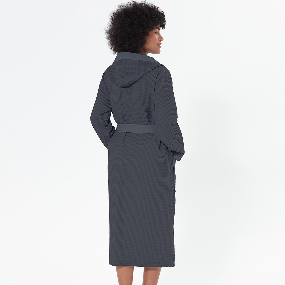 Women’s Turkish Cotton Waffle Hooded Robe