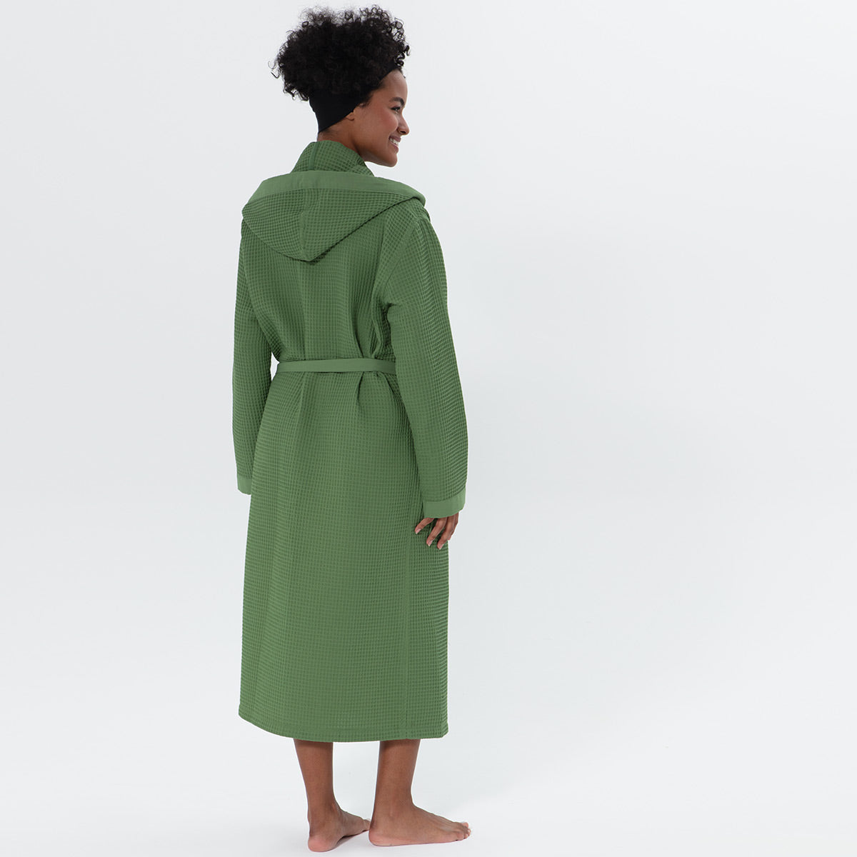 Women’s Turkish Cotton Waffle Hooded Robe