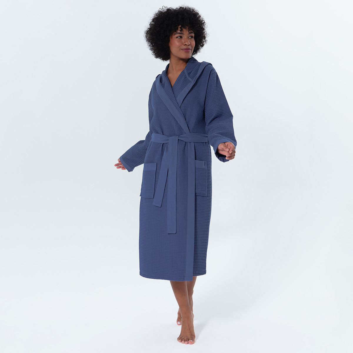 Women’s Turkish Cotton Waffle Hooded Robe