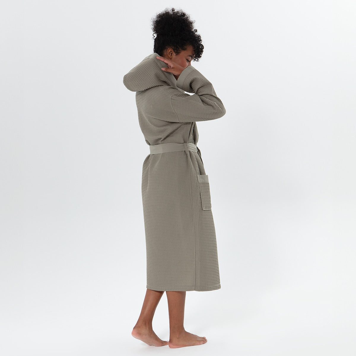 Women’s Turkish Cotton Waffle Hooded Robe