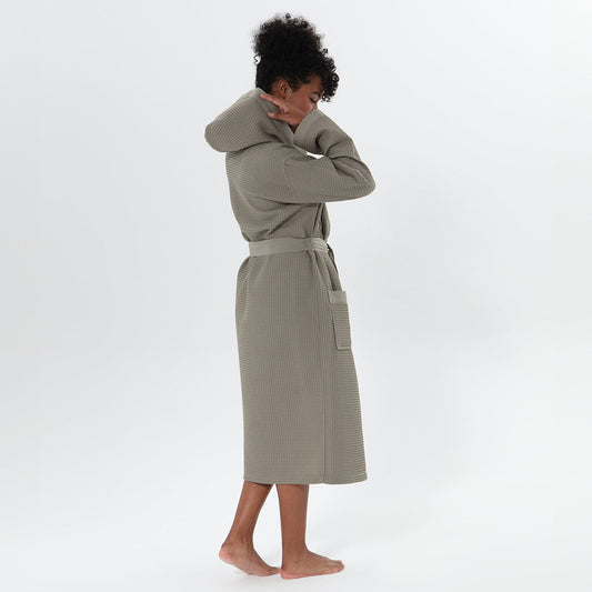 Women’s Turkish Cotton Waffle Hooded Robe