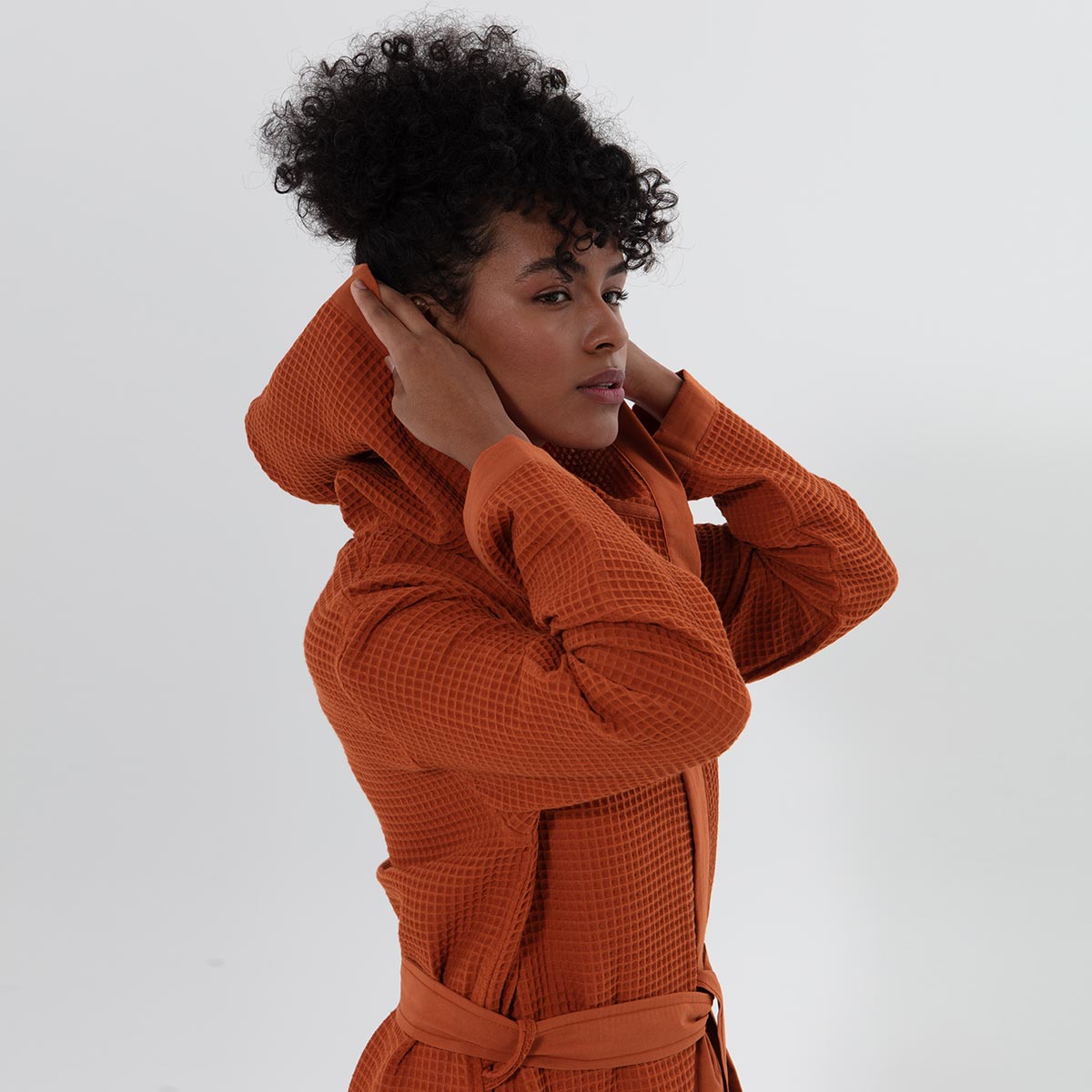 Women’s Turkish Cotton Waffle Hooded Robe