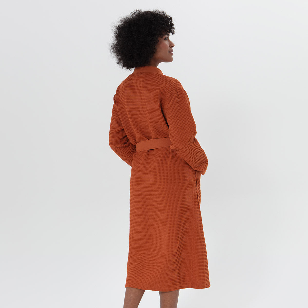 Women’s Lightweight Kimono Waffle Spa Robe-7