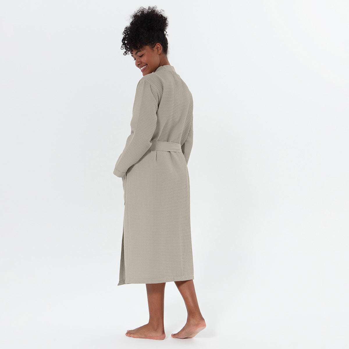 Women’s Lightweight Kimono Waffle Spa Robe-12