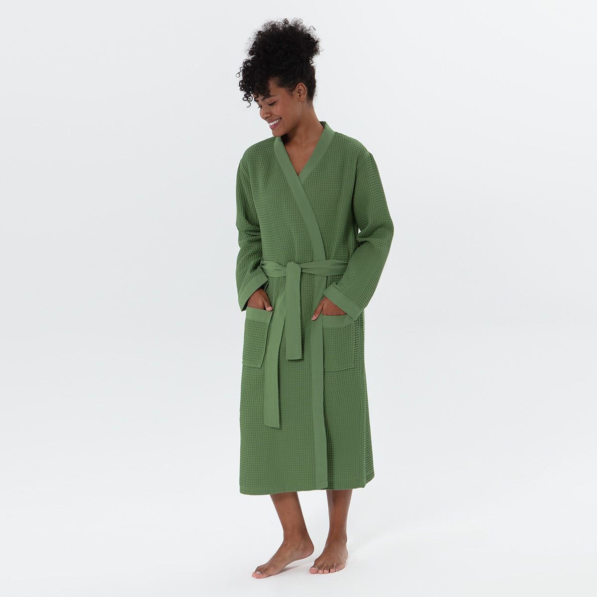 Women’s Lightweight Kimono Waffle Spa Robe-1