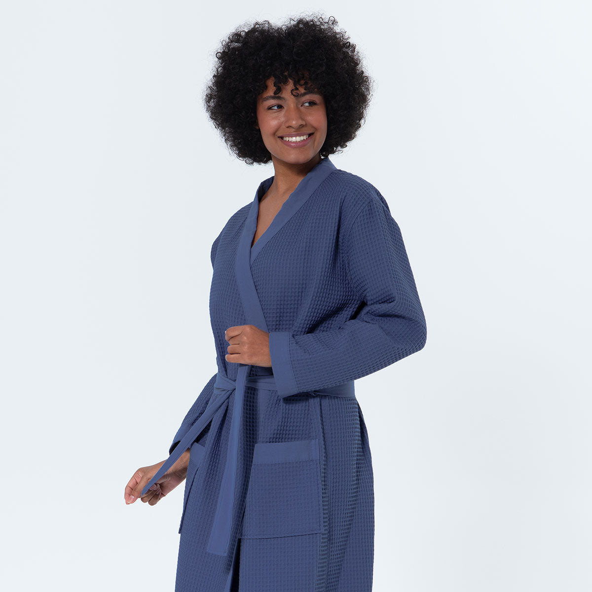 Women’s Lightweight Kimono Waffle Spa Robe-3