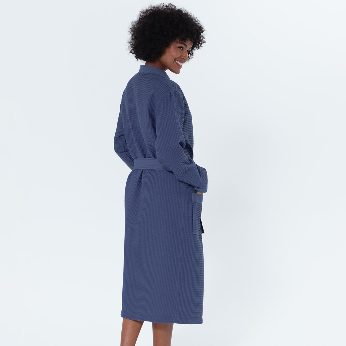 Women’s Lightweight Kimono Waffle Spa Robe-4